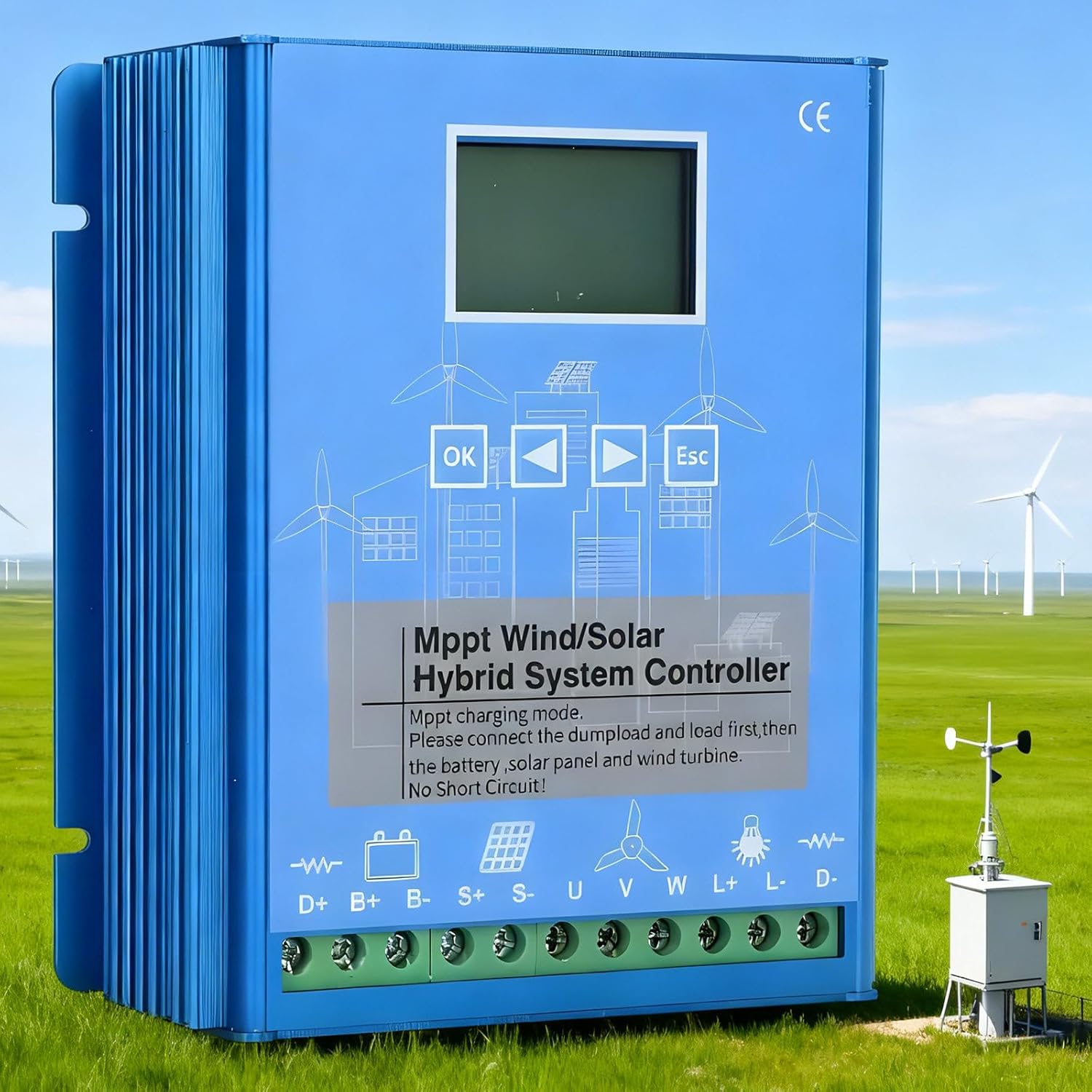 12V 24V 48V Charge Controller - 15000W,LCD Display,Wind Solar Hybrid Charging Controller,Compatible with Most Battery Types,MPPT Boost Chargeable Regulator 24V/48V(Auto)