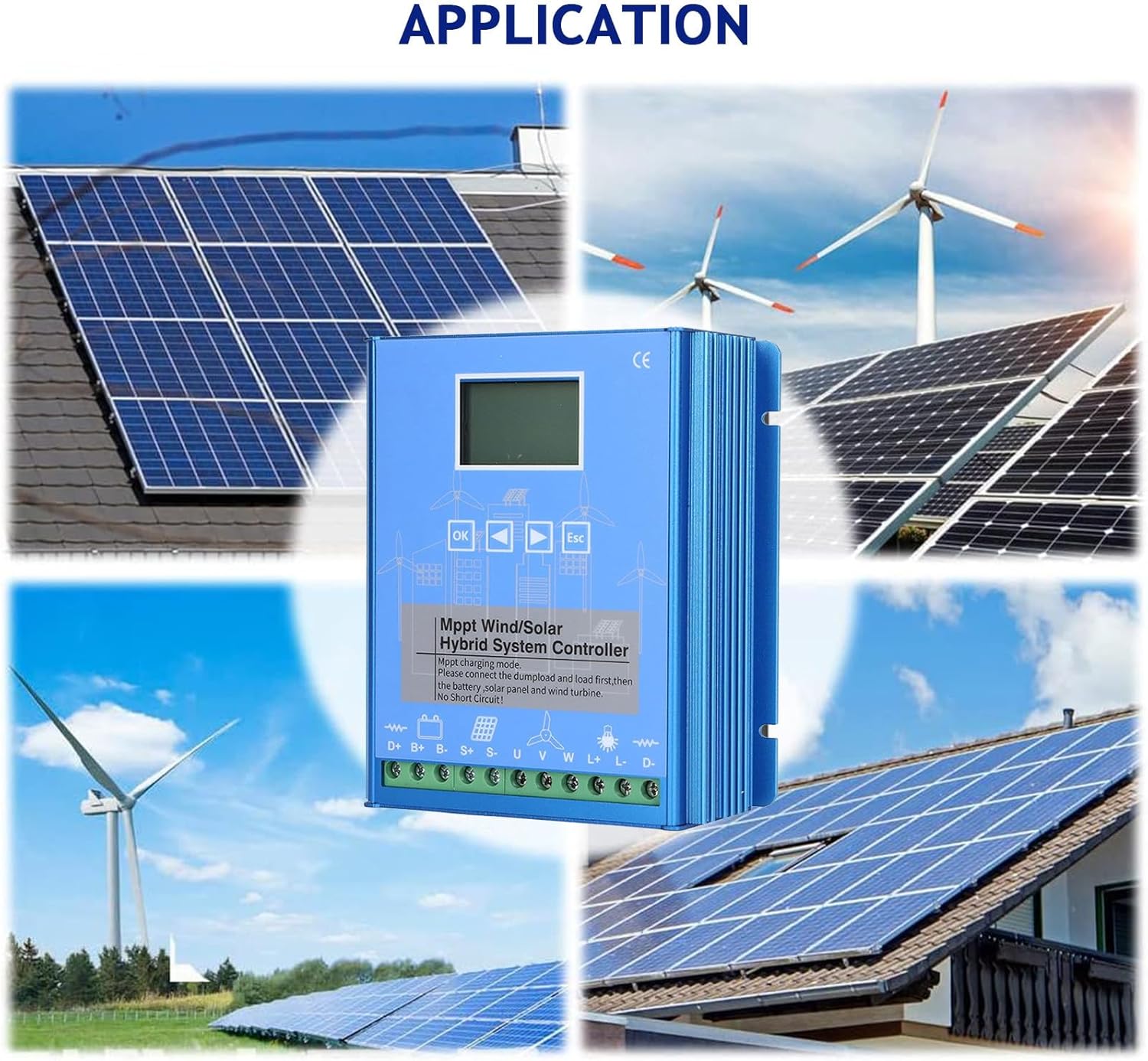 10000W Off Grid with Unloader Hybrid Wind Solar Controller 12/24V/48V MPPT Charge Boost Controller, Wind Turbine Generator Solar Panel Home Street Light Controller,48V