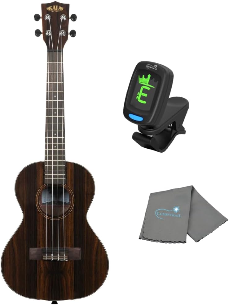 Kala Ziricote Tenor Ukulele by Kala KA-ZCT-T Bundle with a Tuner and Polishing Cloth