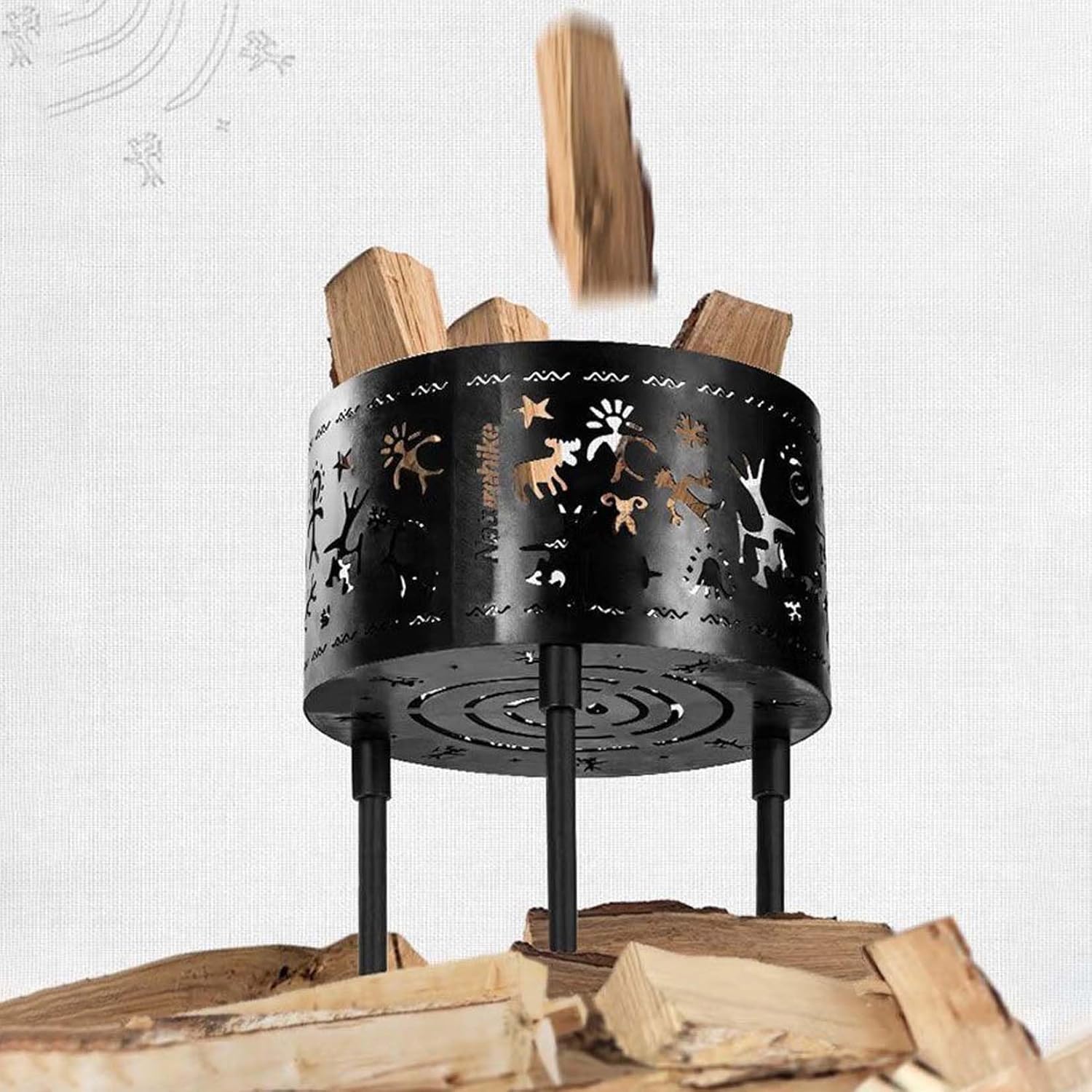 BNEI Outdoor fire Pit, Garden Multifunctional Heating Stove, Beautiful Texture Pattern, Metal, Multiple Sizes and Specifications, Suitable for a Variety of Fuels (60CM)