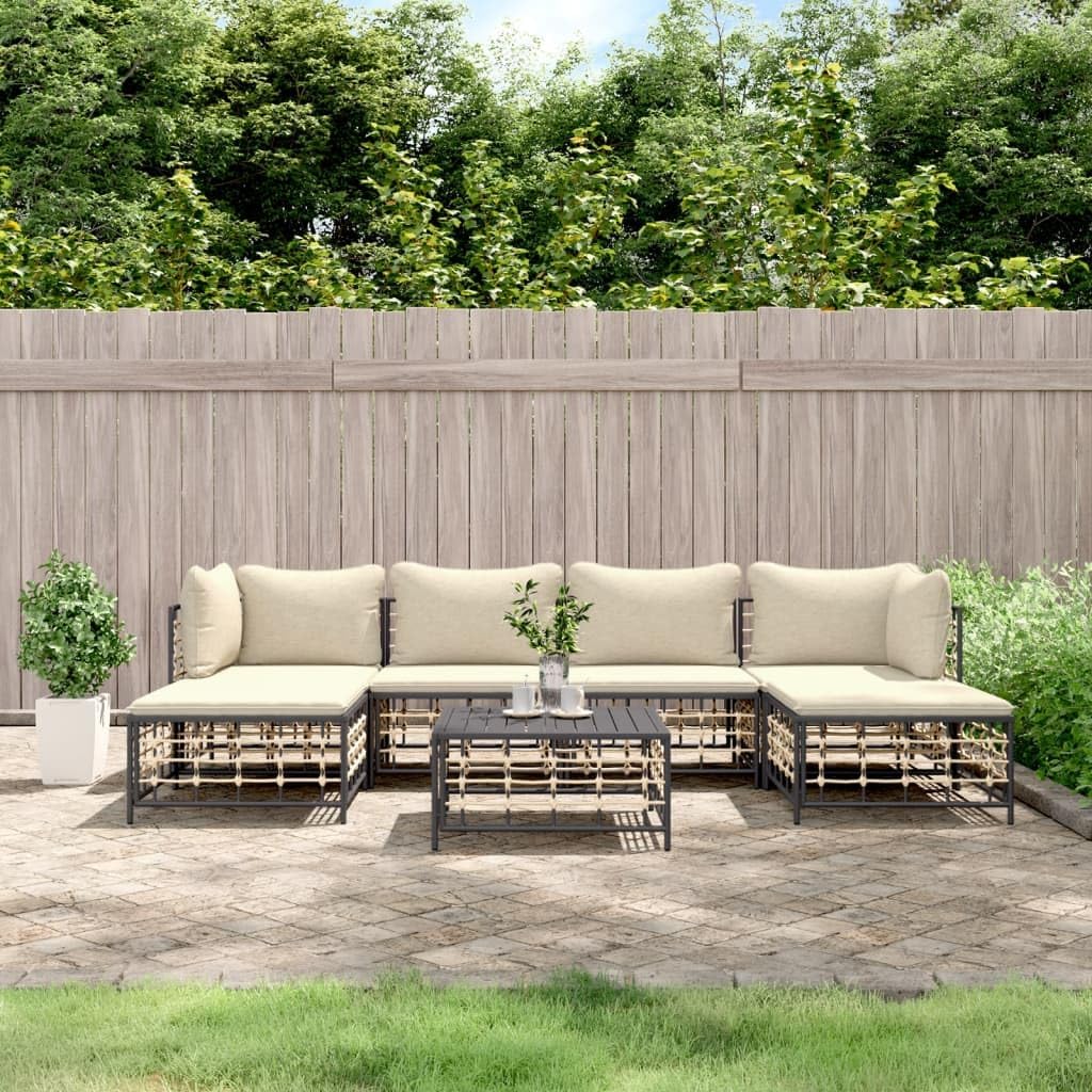 7 Piece Patio Lounge Set with Cushions, Poly Rattan,Poly Rattan Outdoor Lounge Set with Cushions: for Cozy Coffee Time in Your Garden Patio Furniture & Accessories, Outdoor Seating