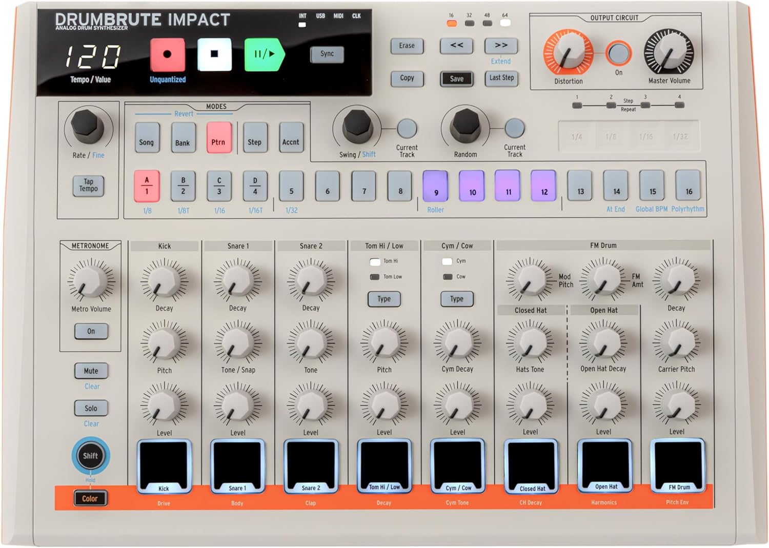 Arturia DrumBrute Impact 1984 Analog Drum Machine - White