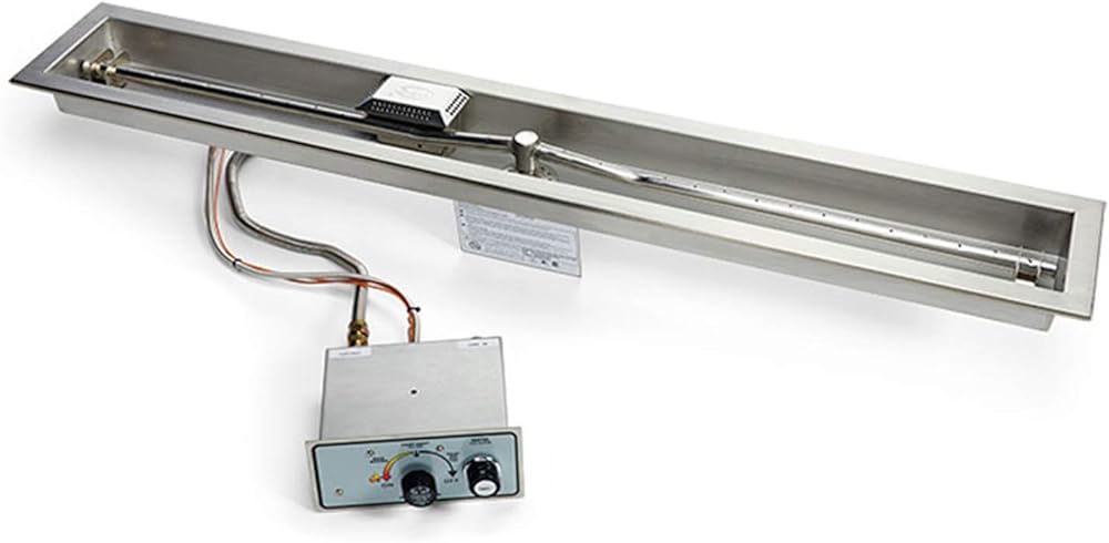 HPC Fire Push Button Flame Sensing Gas Fire Pit Kit, 60-Inch Trough, Natural Gas (TOR-FPPK60-TRGH-FLEX-NG)