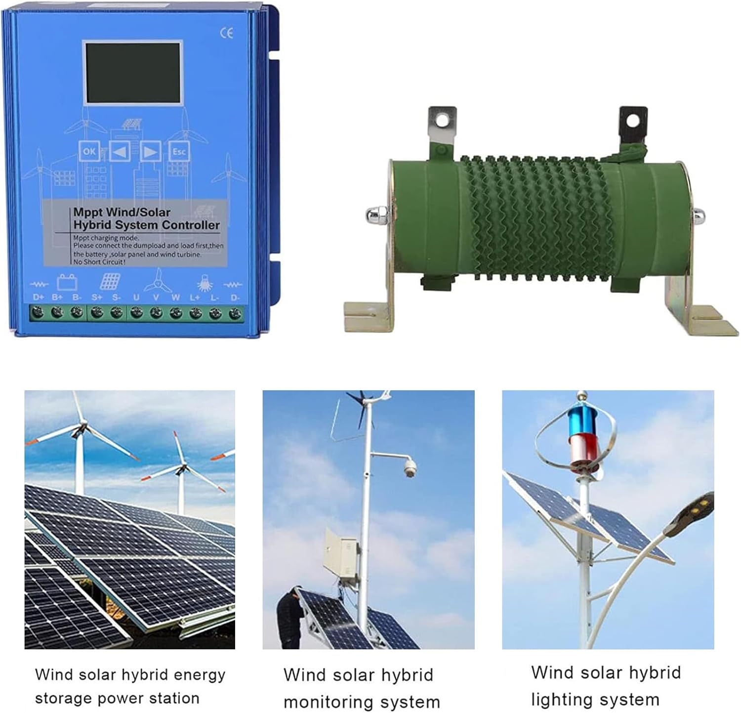 Wind Solar Hybrid MPPT Charge Controller, 12V/24V/48V Auto-Sensing Off-Grid Controller with LCD Display, 12000W Boost Charging for Home, RV Or Boat(24v48v)