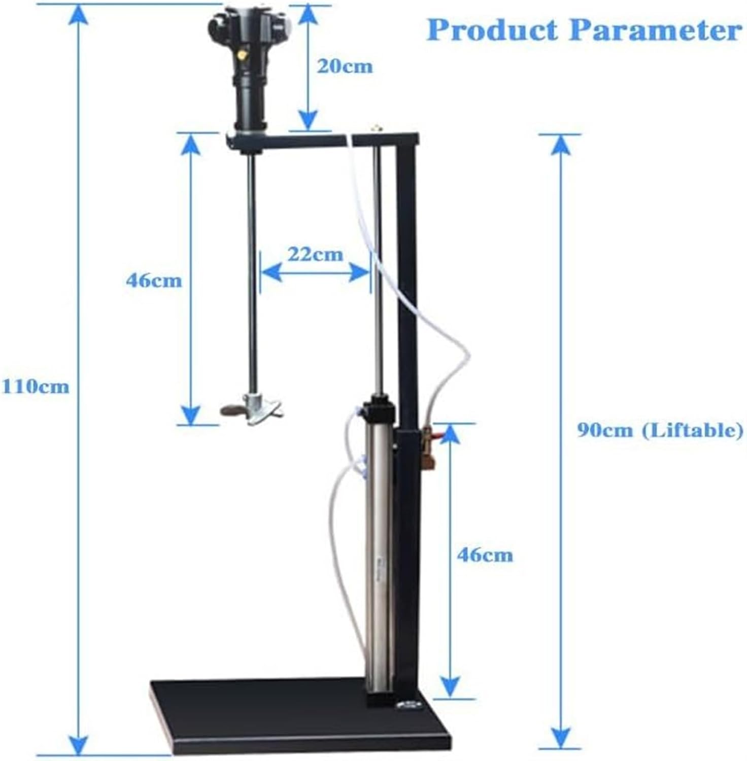 Pneumatic Paint Mixer Machine, 5 Gallon Automatic Lift Paint Stirrer with Stand, Height Adjustable, Ink Coating Mix Tool