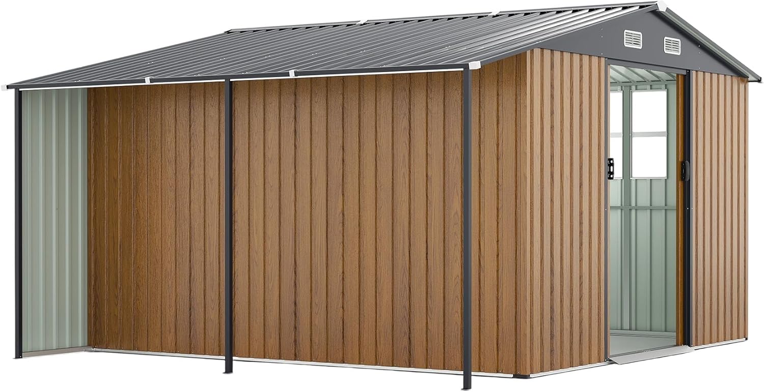 10x12 Ft,Storage Shed, Chicken Coops,Tool Storage,Metal,Extra Large,with Lockable Doors, Windows, Outside, House, Garden, Backyard, Patio, Outdoor