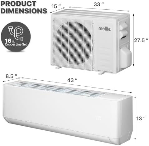 mollie 18000 BTU Mini Split Air Conditioner w/4-in-1 Filters, 208/230V 22 SEER2 AC Unit with Smart App Control, Cools Up to 1000 Sq. Ft, Pre-Charged Heat Pump and Installation Kits