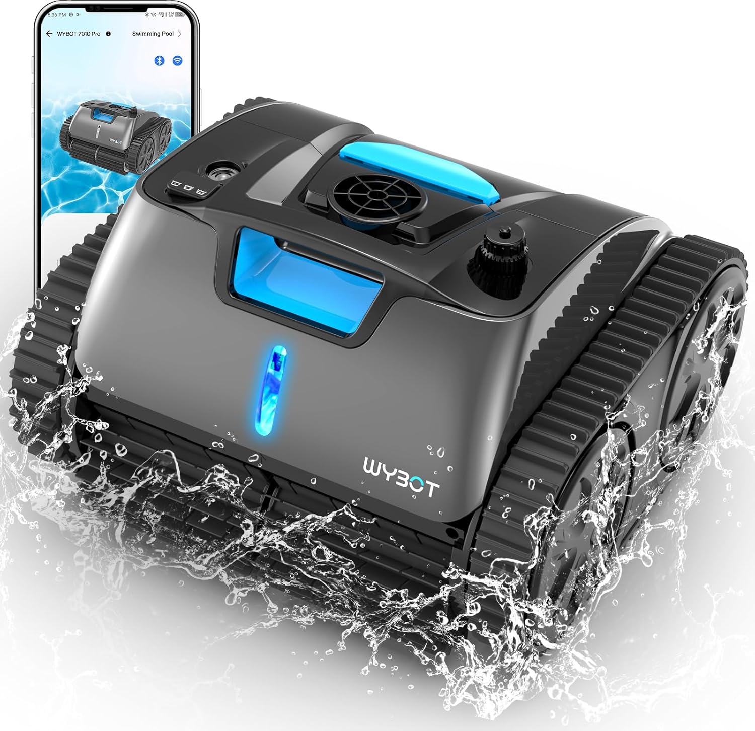 (2024 New) WYBOT C1 Max Robotic Pool Vacuum with APP, Manual Mode Switching & Wall Climbing Pool Cleaner, 65W Suction Power, 180~210 Mins, 2152 sq.ft, Infrared Intelligence, Ideal for Inground Pools