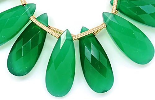 3 matched pairs 8x20mm natural green onyx faceted pear briolettes beads-pair beads