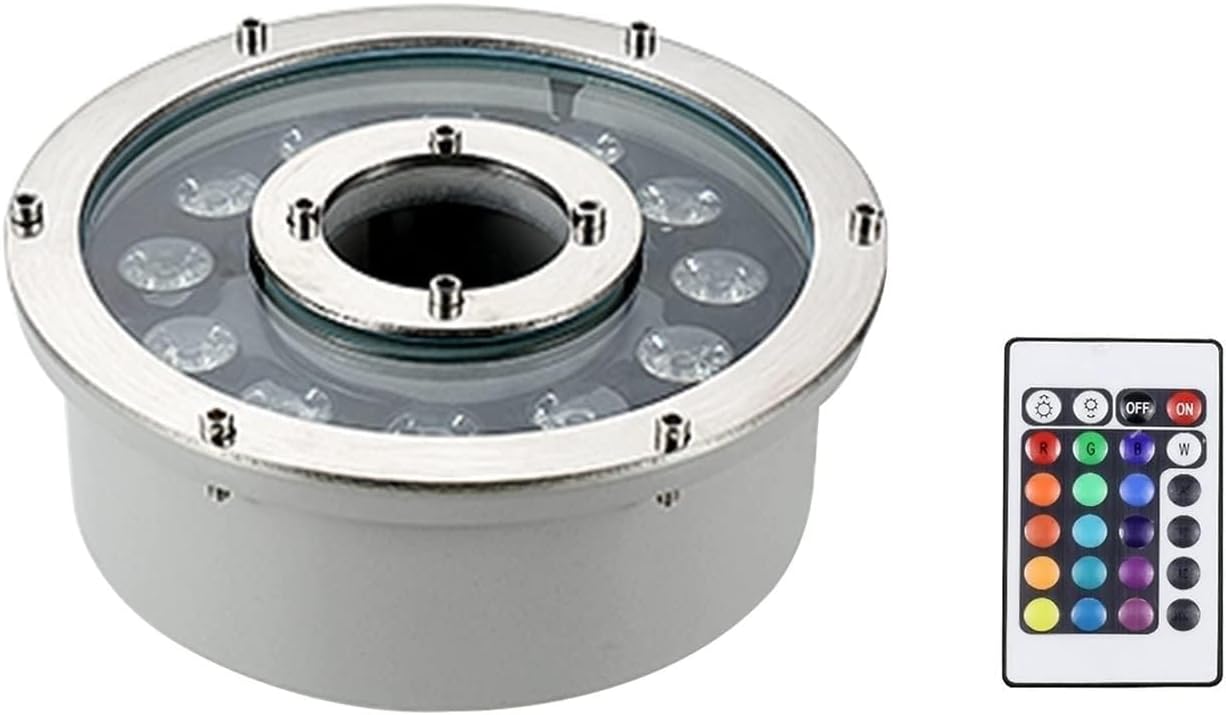 LED Ring Fountain Light - Underwater Pool Light, RGB Ring Lights with Remote Control, IP68 Waterproof Lights, Color Changing Submersible Landscape Lighting(AC24V,24W)
