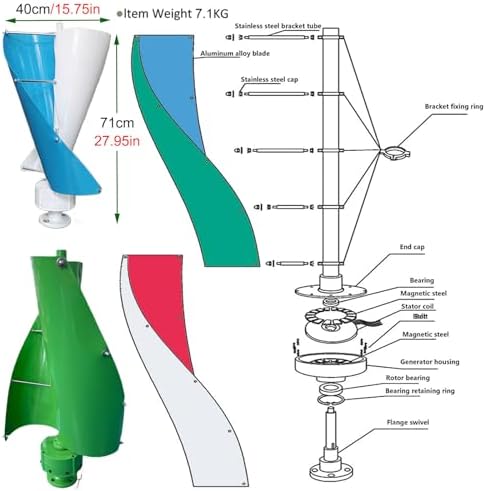 Vertical Wind Turbine 12000W, Magnetic Levitation Generator Kit with Controller for Marine & Home, Efficient Wind Power Solution for Boats, 48V Energy Harnessing