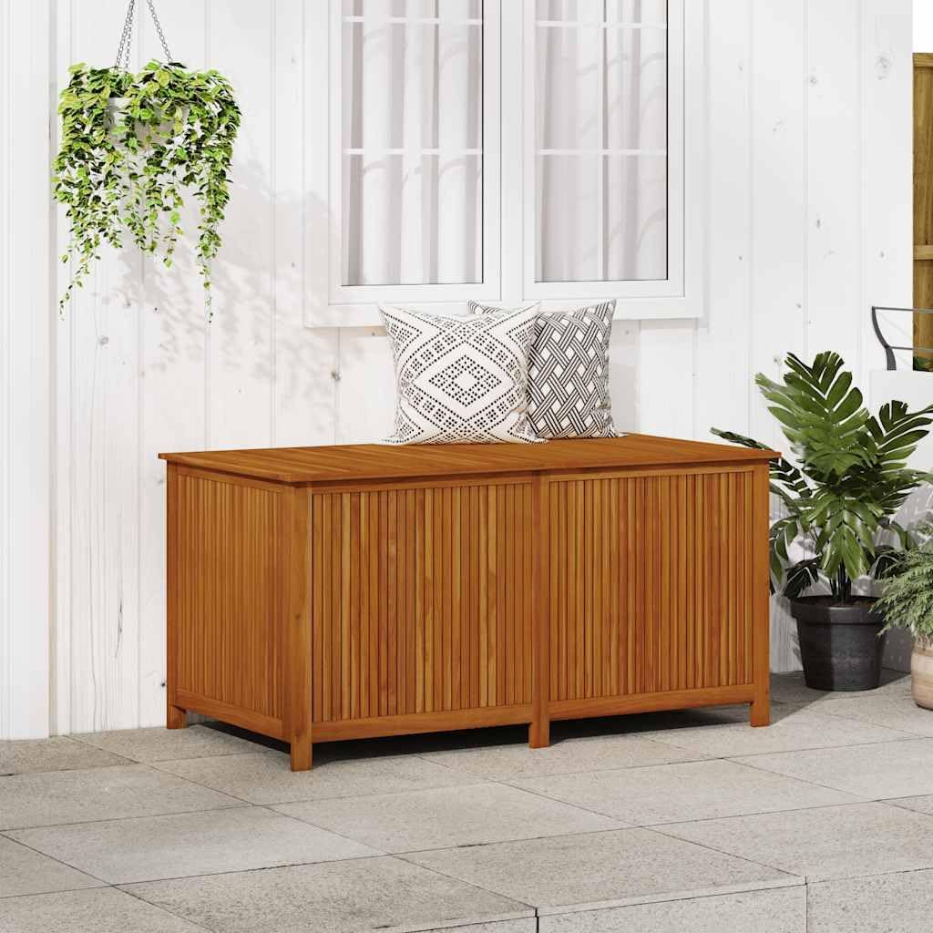 Solid Acacia Wood Outdoor Storage Box, 59.1x31.5x29.5in, Water-Resistant Polyethylene Liner, Patio Deck Garden Furniture