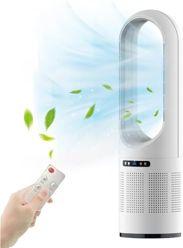 Bladeless Tower Fan, Quiet Floor Fan, Air Circulator with Remote, Office Fan, 80cm oscillating Fan, Accelerated air Circulation. Suitable for a Wide Range of scenarios(Silver)