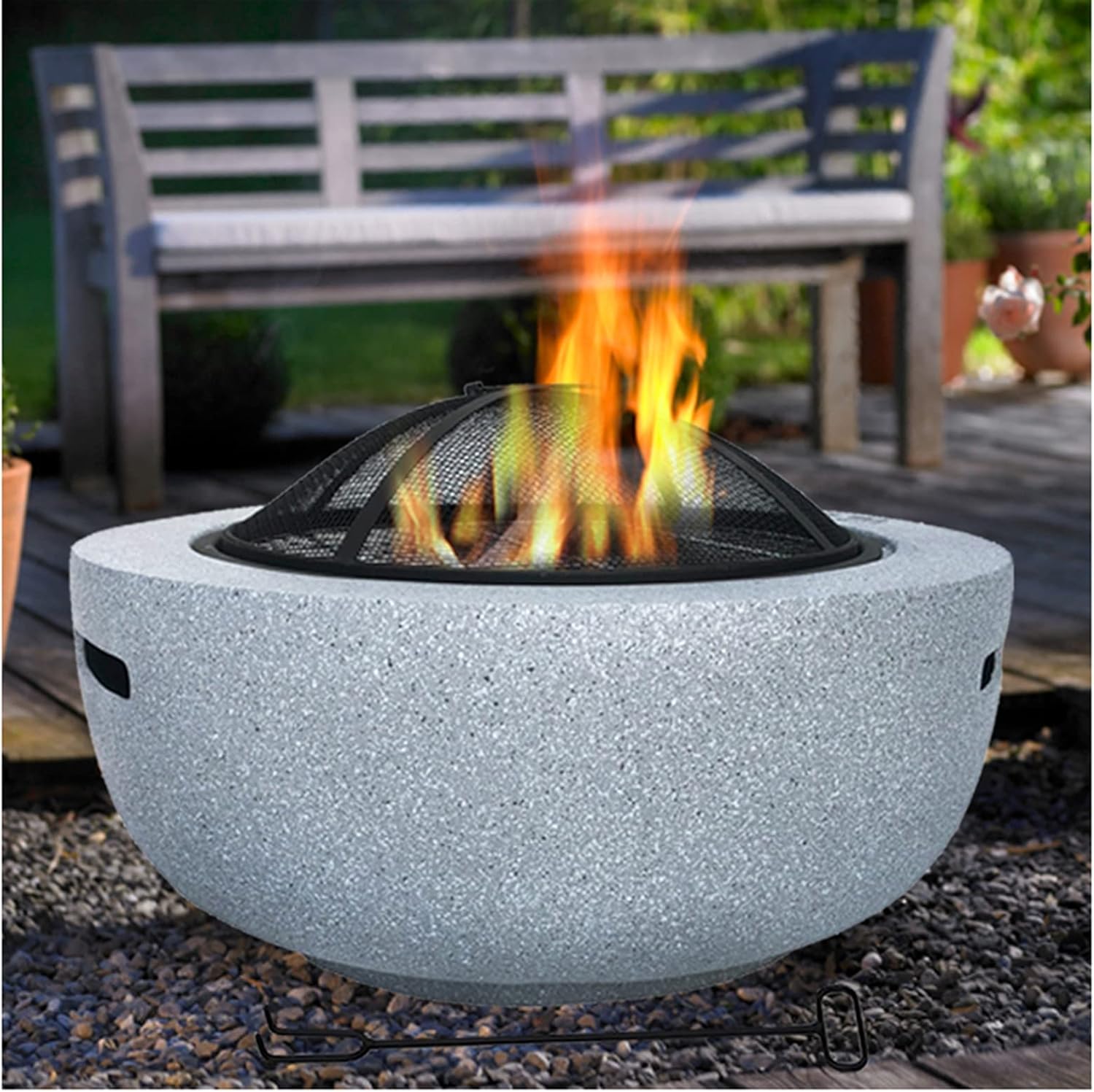 Outdoor Fire Pits Table Top Fire Pit Outdoor Outdoor Heaters Backyard Patio Garden Fireplace BBQ Grill Fire Pit Bowl for Logs Concrete Style for Heating BBQ