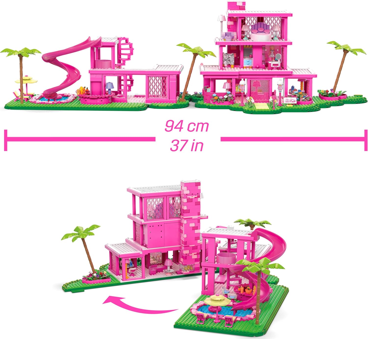 MEGA Barbie The Movie Building Toys Set, DreamHouse Replica with 1795 Pieces, 4 Figures and Accessories, for Adults & Fans