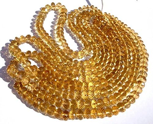 13 inch natural beads strand of 6.5-9mm faceted rondelle honey quartz gemstone beads for DIY jewelry - necklace, bracelet, earring, ring.