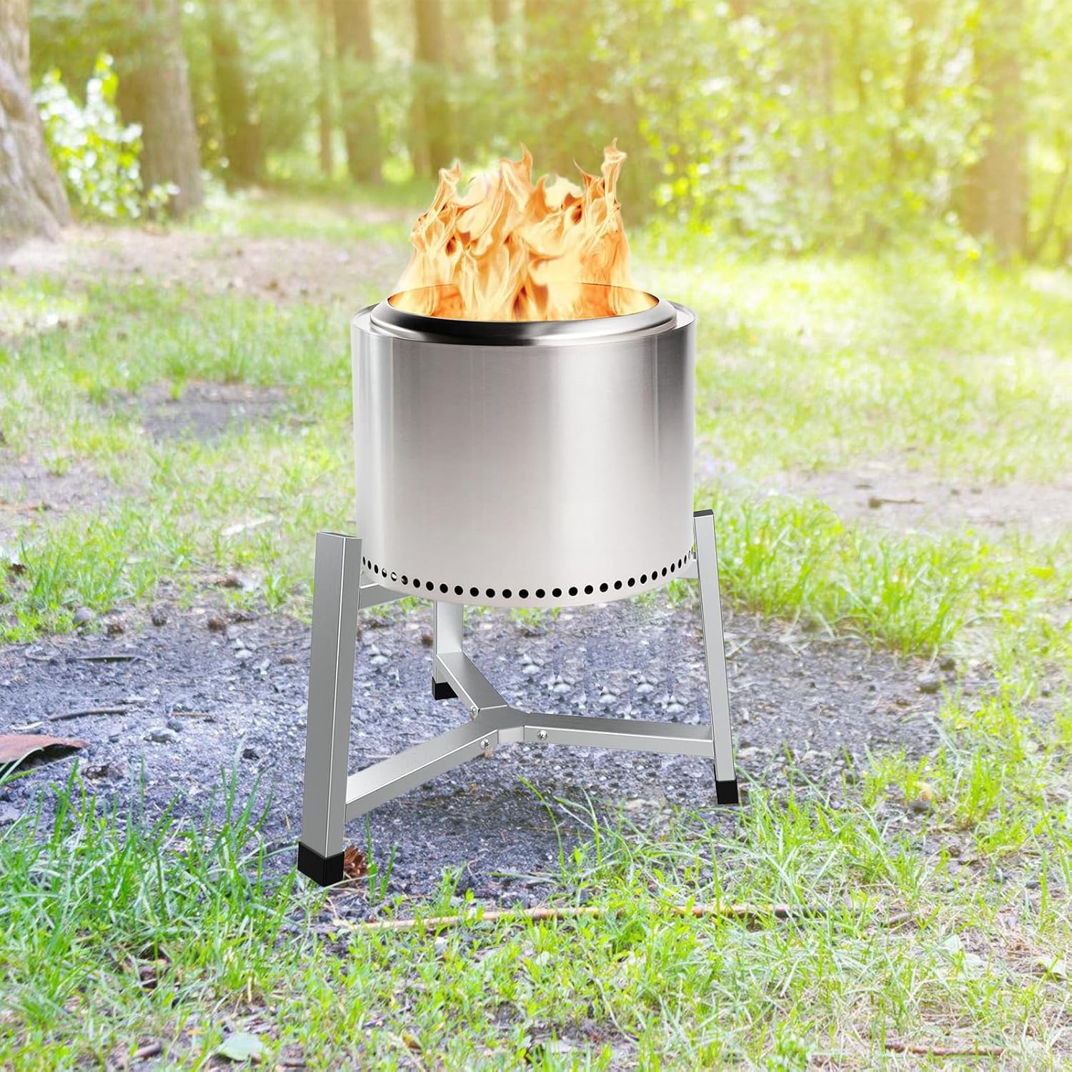 Outdoor Fireplaces Portable Accessory Firepit Stand For Burning Firepits With Sturdy Stainless Steel Construction