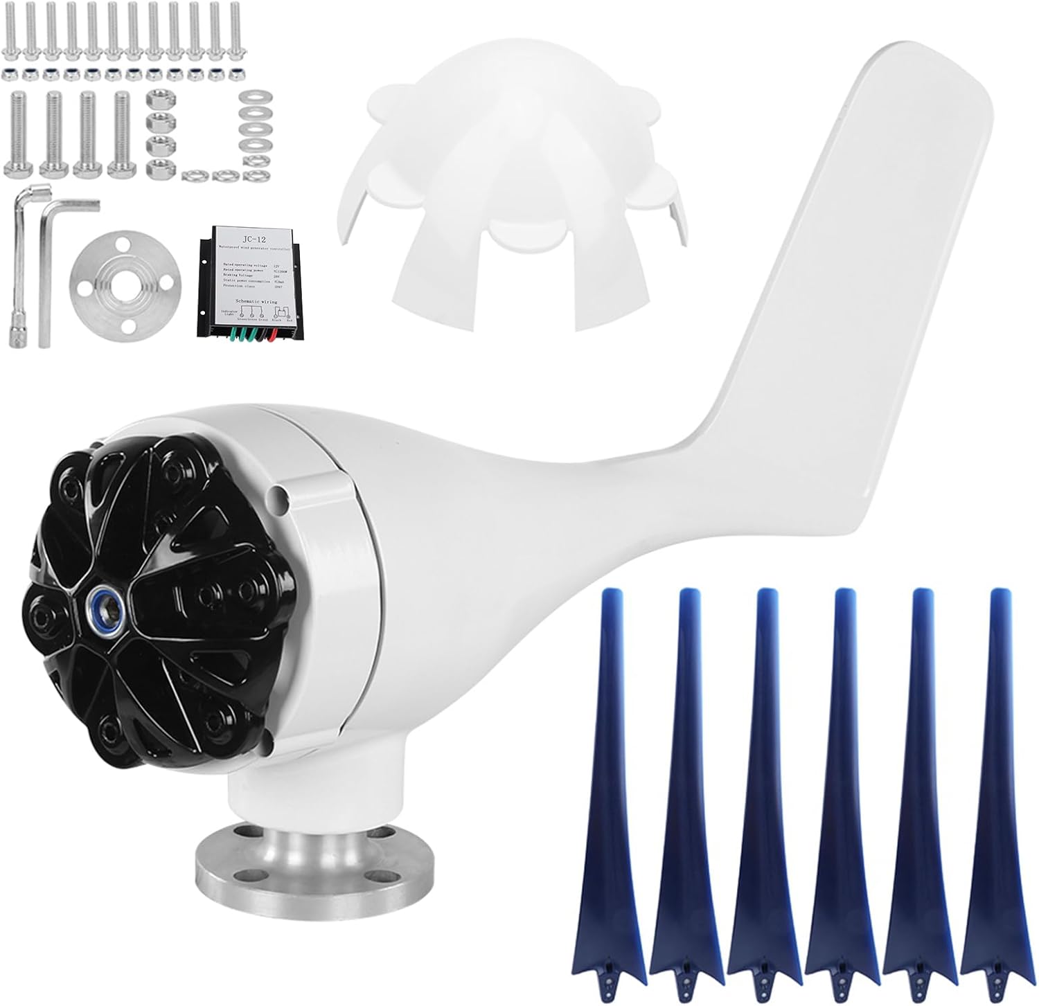 Small Windmill Turbines Generator, Wind Mill Generator Kit, Wind Industrial Machinery Equipment 800W with 6 Blade for Boat and Home Charging (12V)