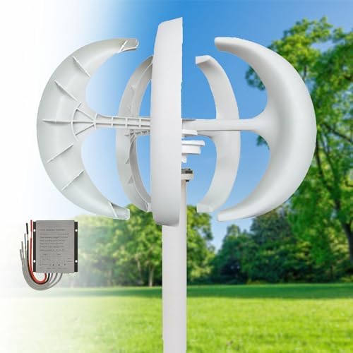 16000W Wind Turbine Generator Kit - 12V/24V/48V Vertical & Horizontal 5 Blade Power System for Home, Boat, Marine, Street Lighting & Monitoring - Efficient Renewable Energy (White, 24V)