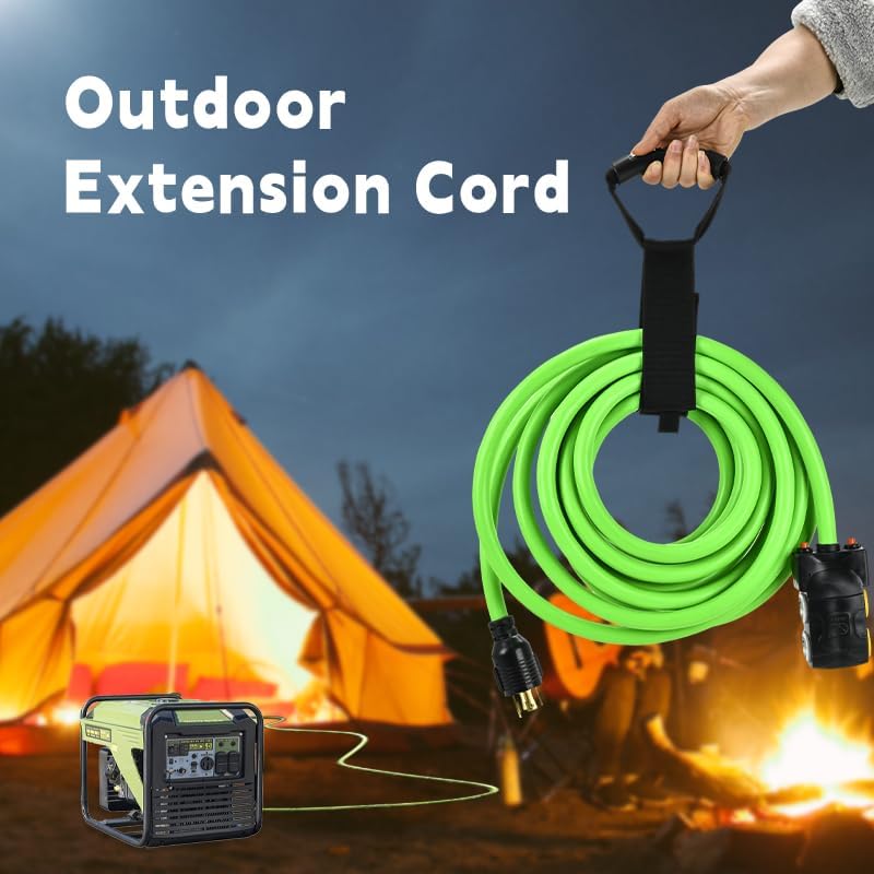 25FT 30 to 20 Amp 110V Generator Distribution Adapter Compatible with NEMA L14-30P to NEMA 4X 5-20R/ 5-15R, 4 Prong 30 AmpGenerator Locking to Four Household Outlet with 20 Amp Circuit Breaker ETL