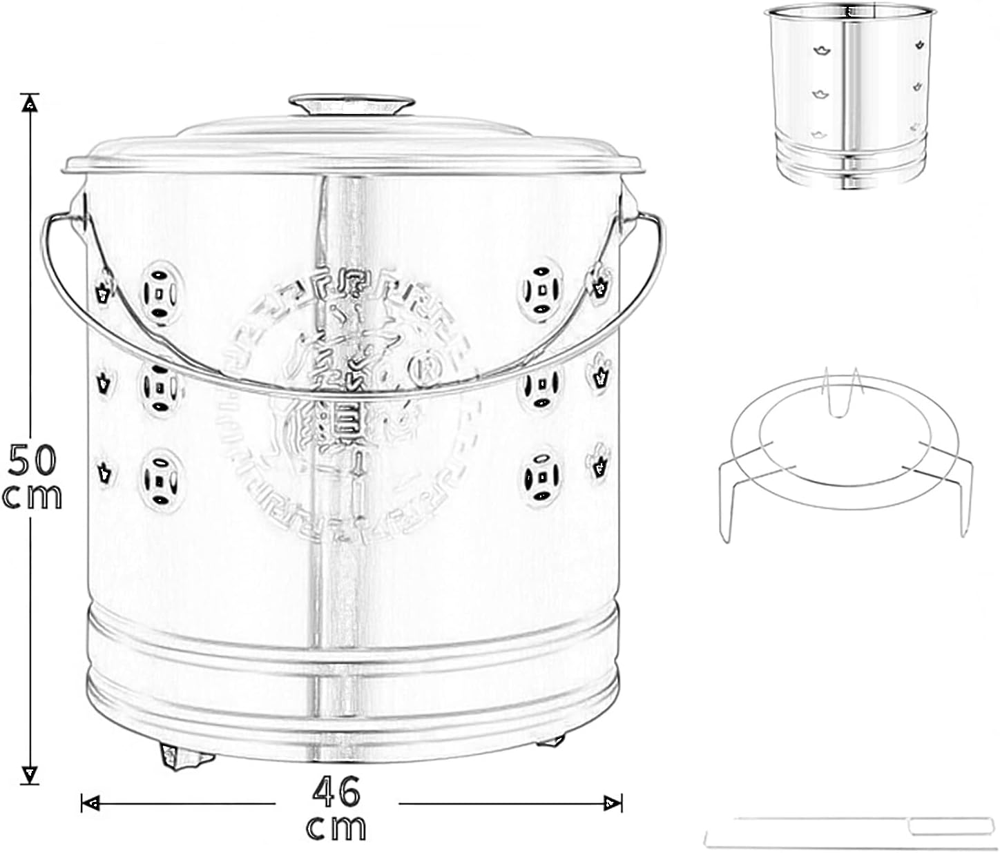 Metal Burn Barrel Incinerator Stainless Steel Burn Barrel Fire Cage Burn Incinerator Bin for Waste Paper Garden Leaf Fire Bucket Burning Pit Paper (Color : Red, Size : 50CM)