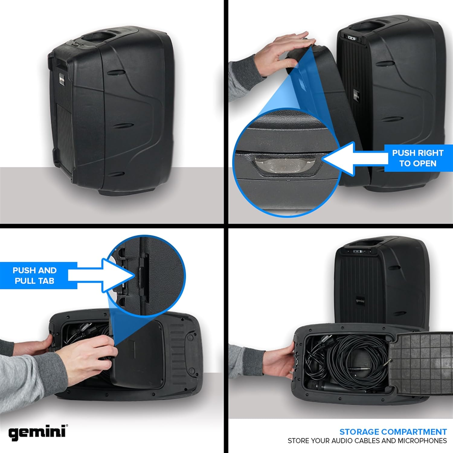 Gemini Portable PA System with Stands - 600W Bluetooth Speaker System with 6-Channel Mixer, Dual 10