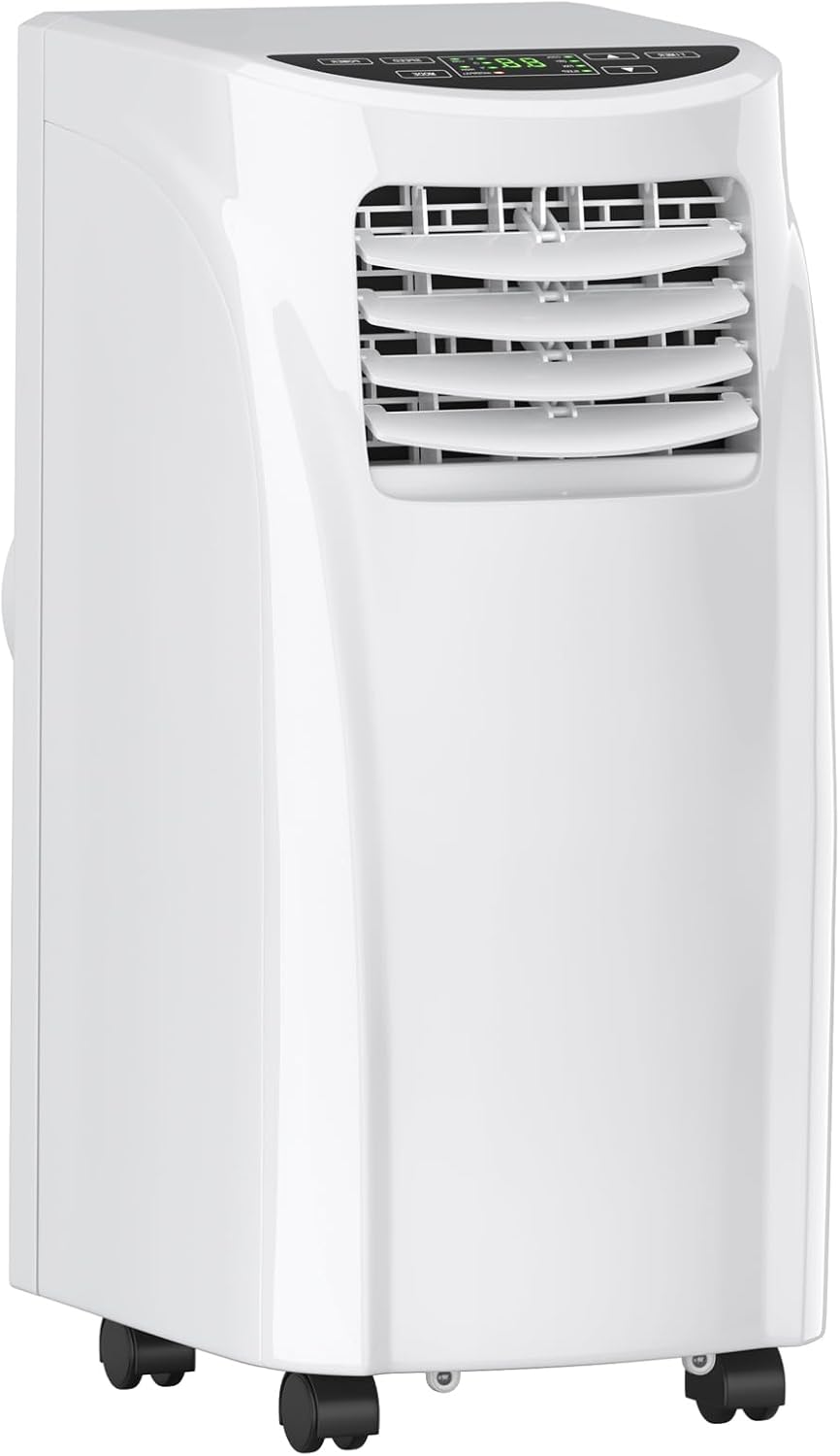 GOFLAME Portable Air Conditioner, 8000 BTU Conditioner Unit with Remote Control Dehumidifier Function, 4 Caster Wheel, Sleep Mode and 2 Fan Speed, Quiet AC window for rooms White