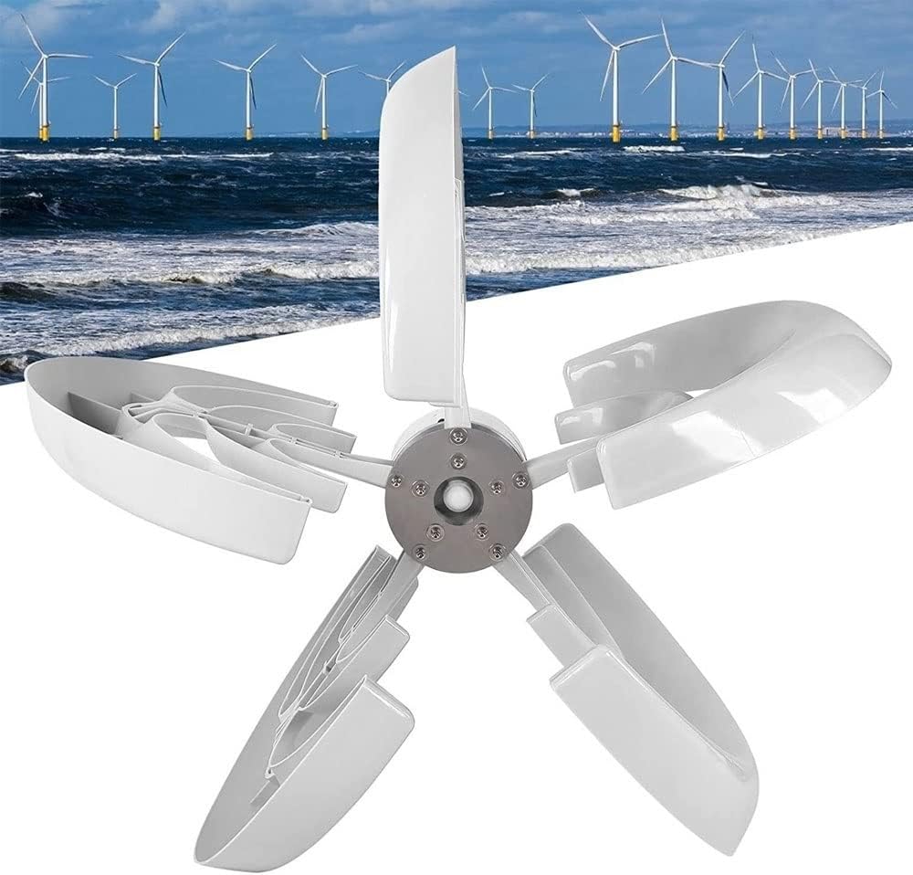 400W Wind Turbine Generator 5 Blades Vertical Axis Wind Power Generator with Charge Controller, Suitable for Terrace, Marine, Motor Home, Chalet, Boat