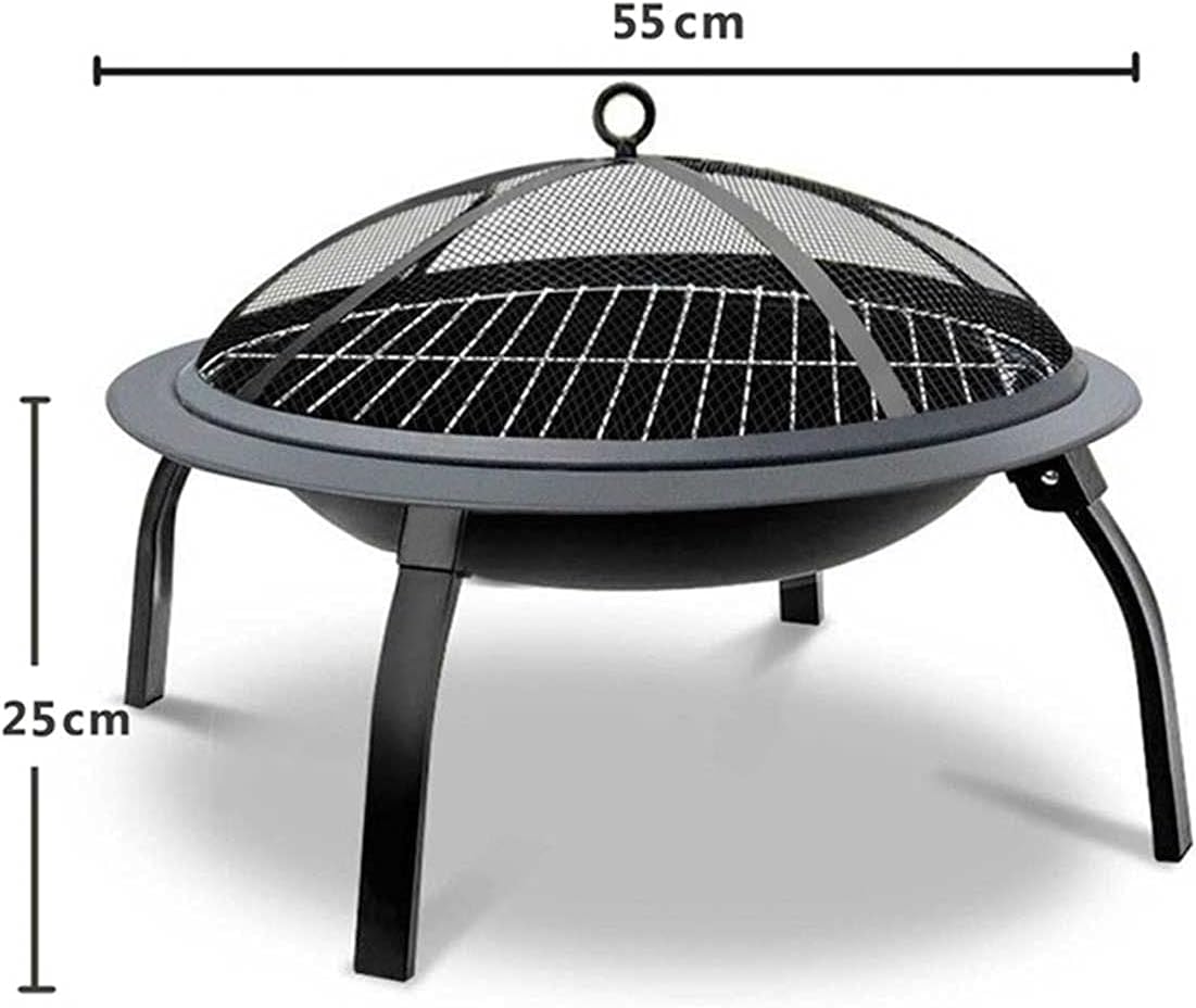 Portable Folding Fire Pit Outdoor Multifunction Fire Pit Bowl BBQ Grill with Mesh Spark Screen Cover for Backyard Camping Picnic Bonfire Garden Patio Brazier
