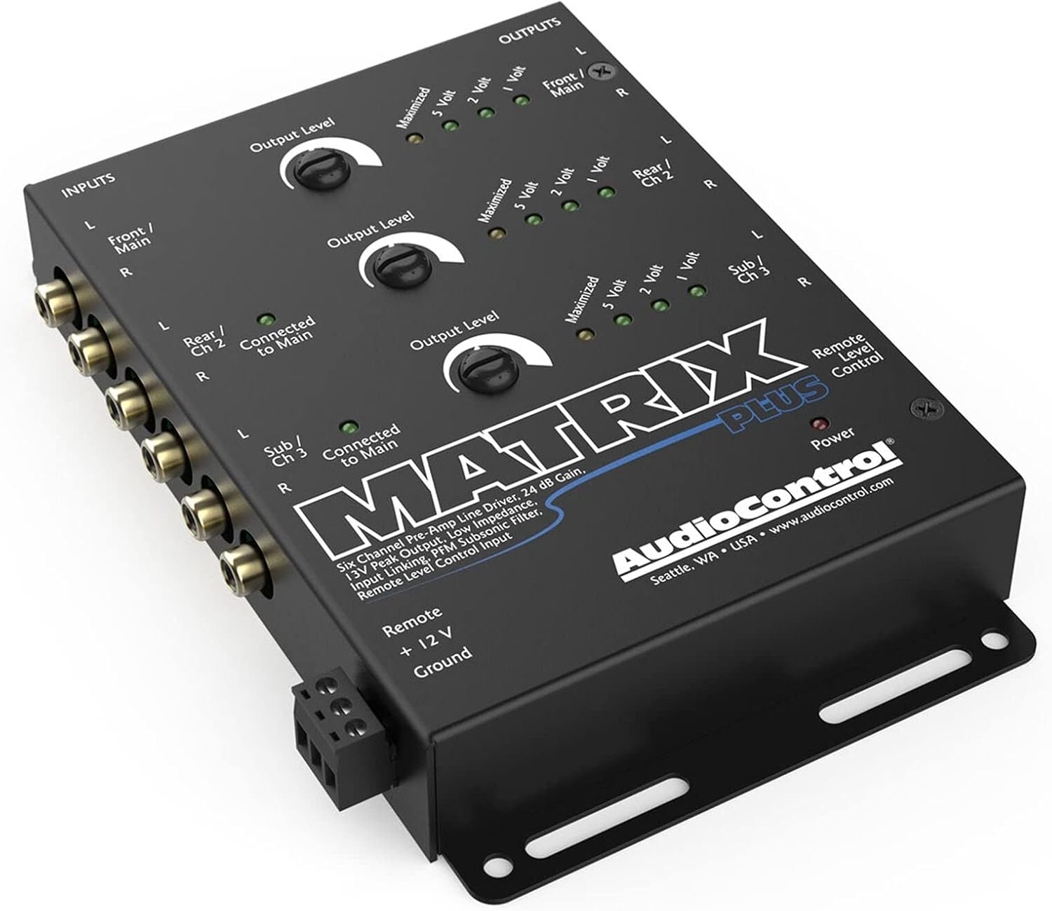 AudioControl Matrix Plus Black Six Channel Line Driver with Remote Level Control Input