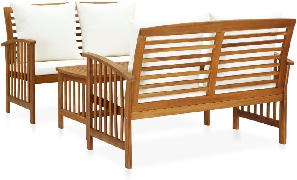 3 Piece Patio Lounge Set with Cushions Solid Acacia Wood,Acacia Wood Garden Lounge Set for Outdoor Patio Patio Furniture Sets, Outdoor Furniture Sets