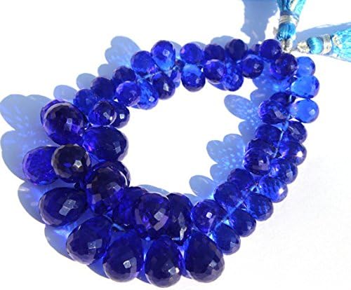 13 inch natural beads strand of 10x7-16x11mm faceted teardrop blue quartz gemstone briolletes beads for DIY jewelry - necklace, bracelet, earring, ring.