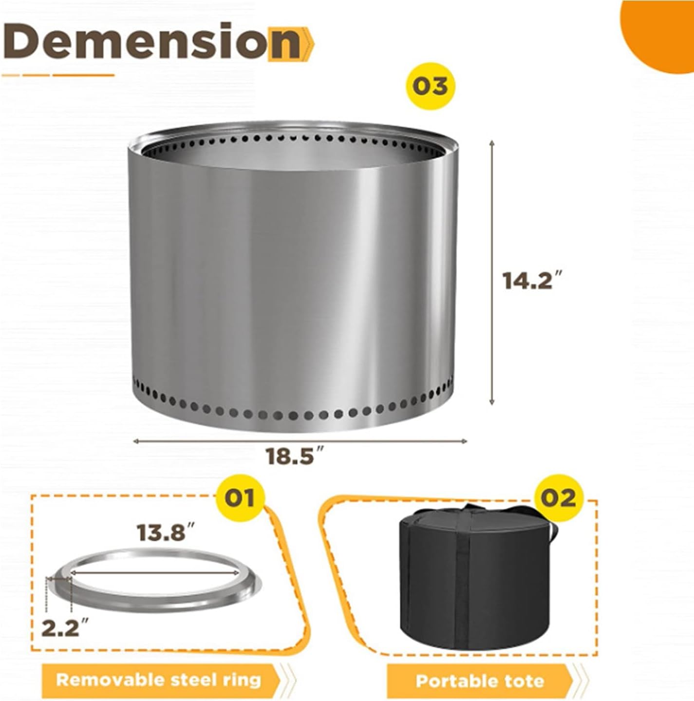 Outdoor camping woodstove, one piece stainless steel fire pit, campfire pit, patio smokeless grill.(All 201 material)