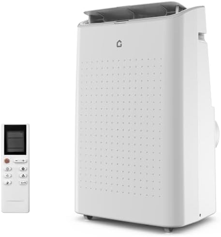 14000 BTU Portable Air Conditioner - 4 in-1 Cooling, Dehumidifier, Fan & Sleep Mode, Quiet AC Unit for Rooms up to 750 Sq.Ft, 24H Timer, Remote & Window Kit Included, White Top Cover