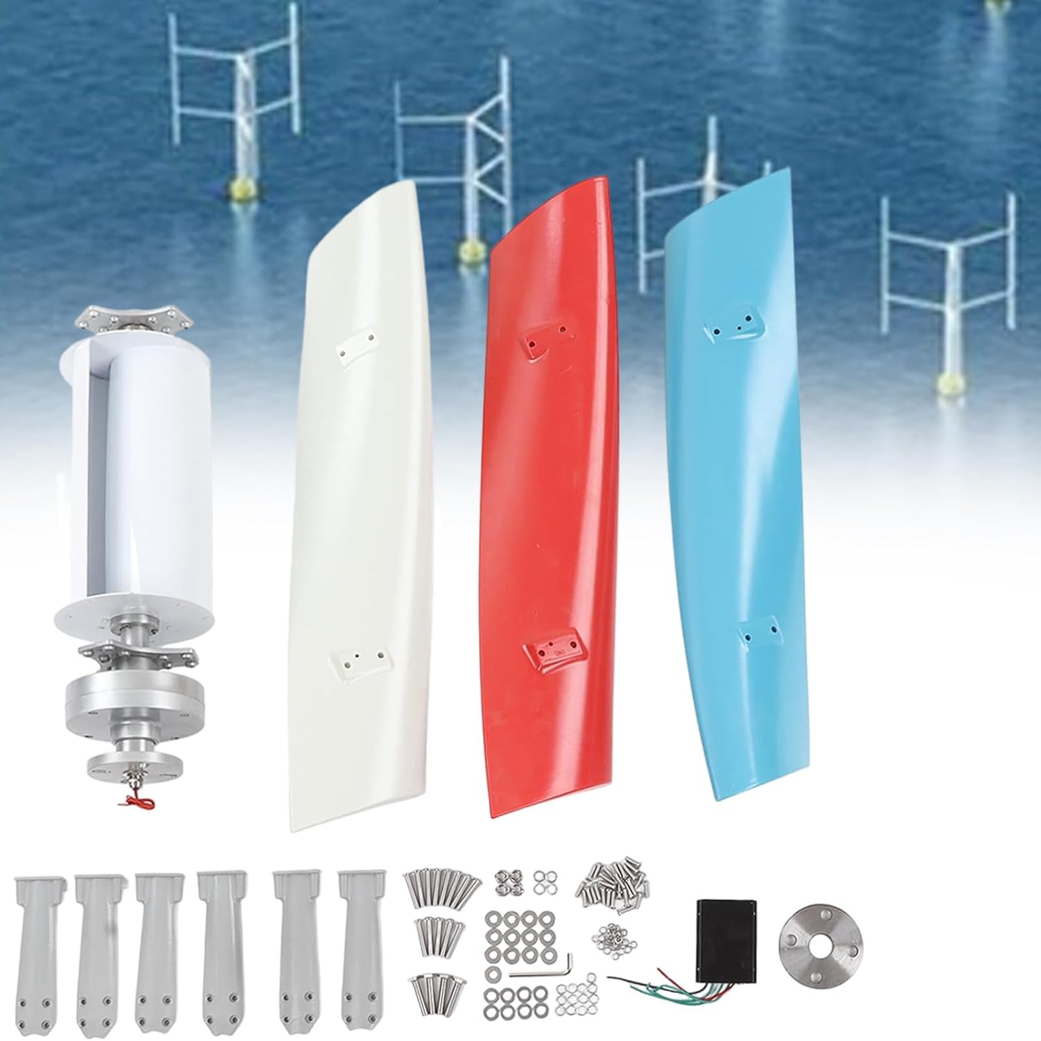 3000W Wind Turbine Generator Kit - 12V/24V Portable Vertical Helix with 3 Blades & Charge Controller for Marine, RV, Home, Industrial Power Solutions & Renewable Energy