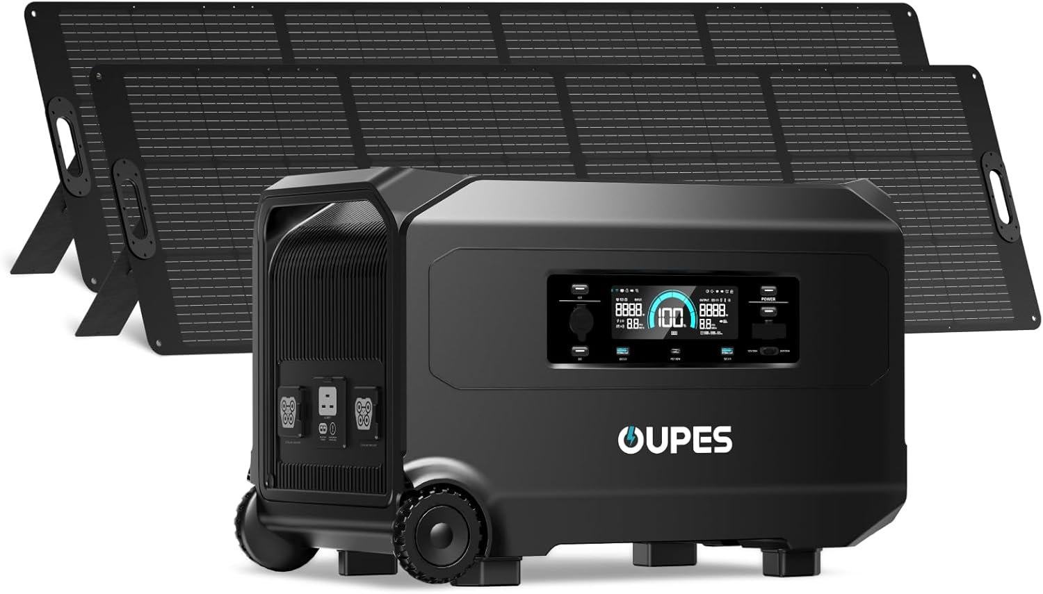 OUPES Guardian 6000 Solar Generator Kit: 4608Wh Power Station with 6000W Output (7200W Boost), 120V/240V Dual Voltage, 2x240W Solar Panels for Off-Grid Home Backup & Emergency Power