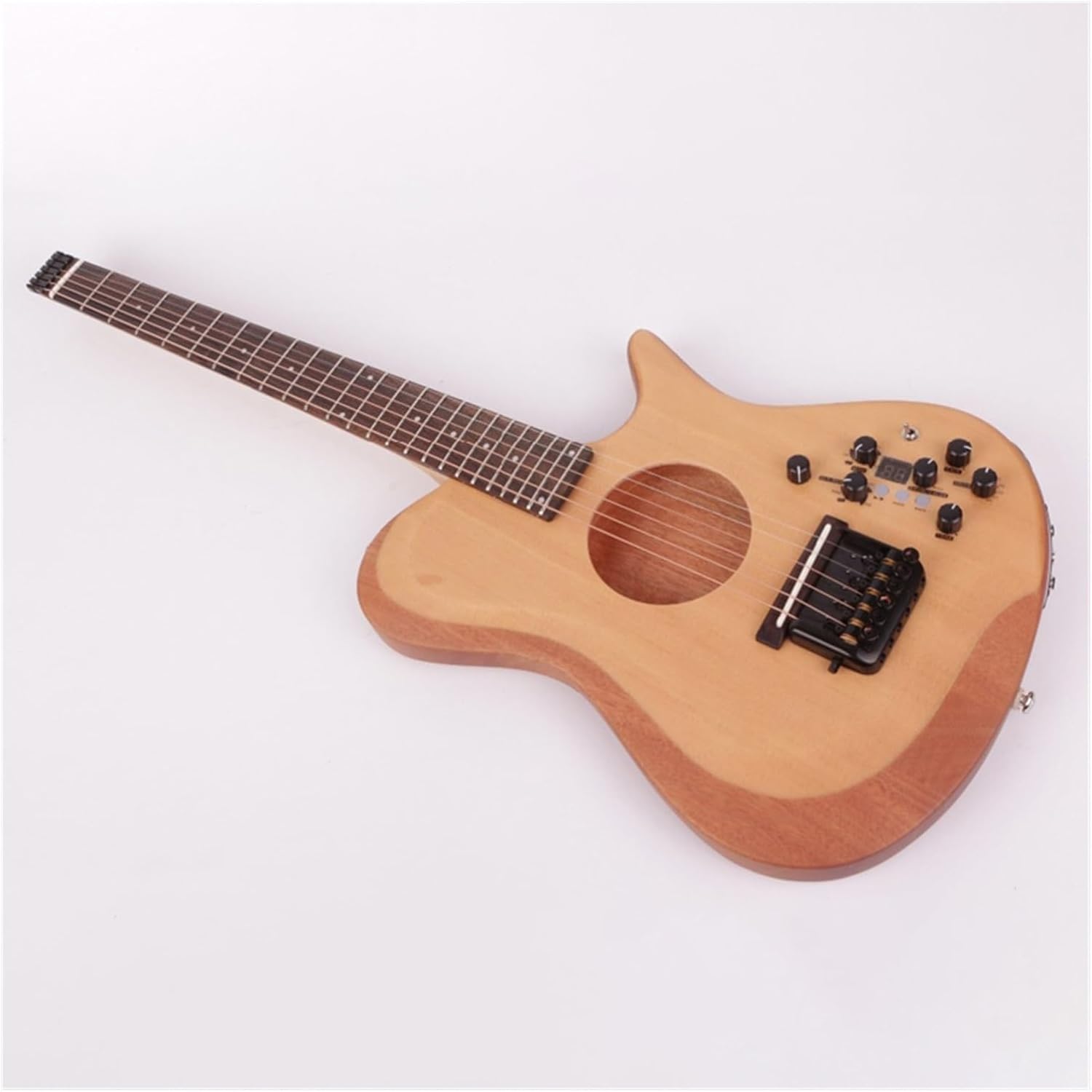 24 Frets Headless Silent Left/Right Hand Travel Mini Portable Built in Effector Electric Acoustic Guitar Professional Headless Guitar (Color : Right 01)