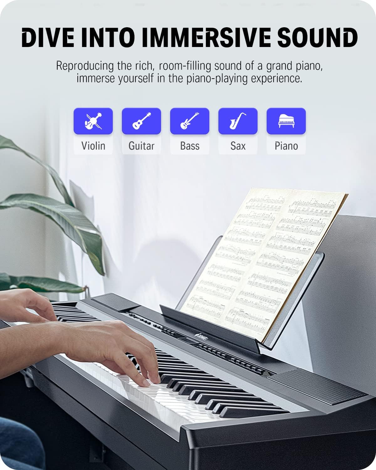 Donner DEP-20 Beginner Digital Piano+Donner Adjustable Piano Bench-Solid Wood Keyboard Bench