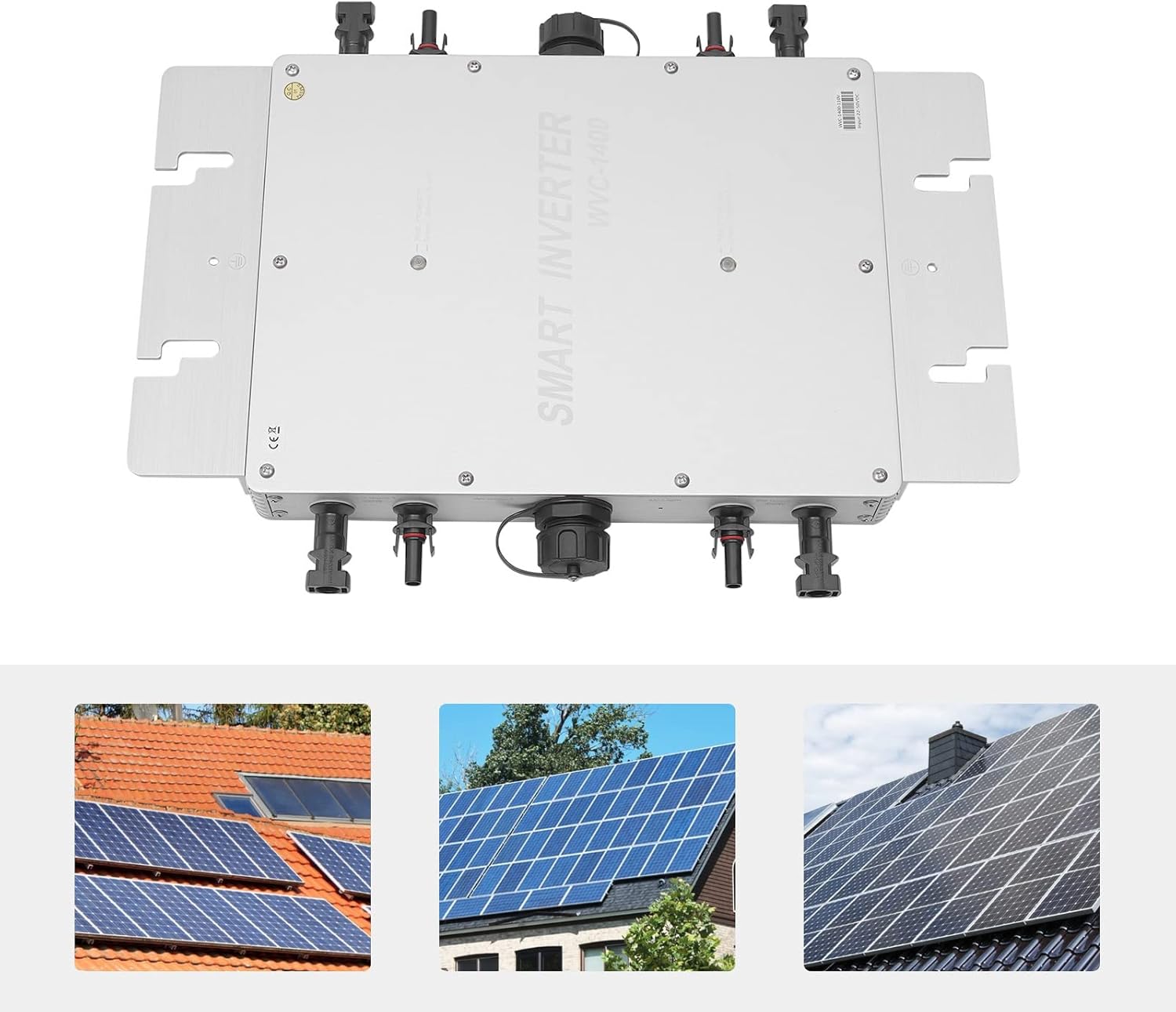 1400W Solar Grid Tie Micro Inverter, 110V Waterproof IP65 Pure Sine Wave Inverter with 32 bit DSP and LCD Display for 30V 36V Solar Panel