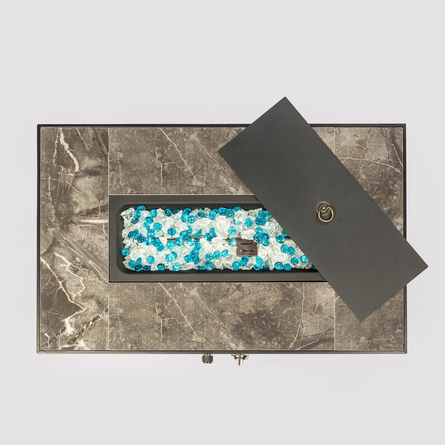 Outdoor Fire Table Propane Fire Pit Rattan Gas fire Table, Gas fire Table with Tile Tabletop