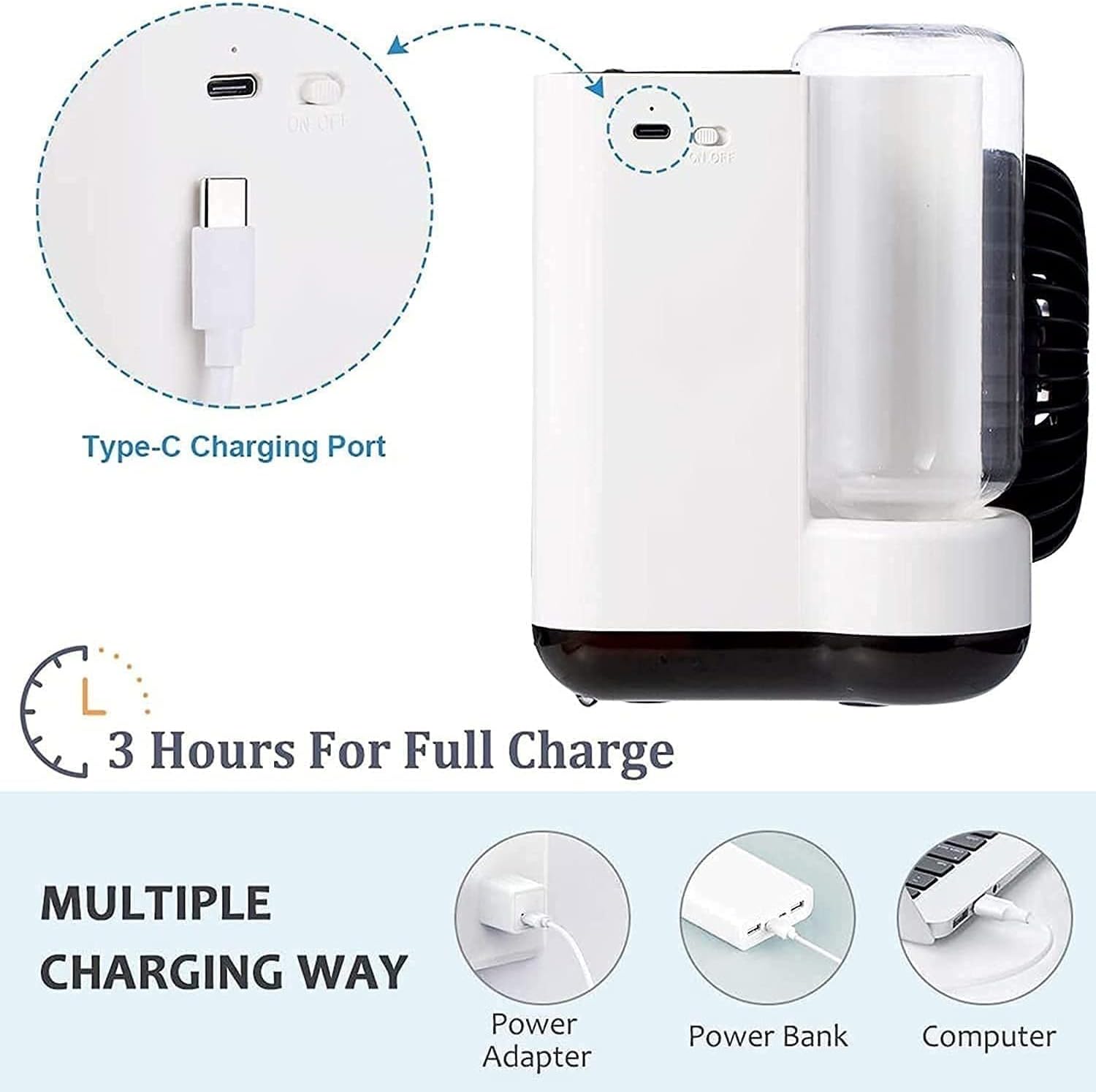 Portable Air Conditioner Fan, Desktop Cooling Fan, Personal Air Cooler Humidifier, Mini Air Conditioner for Bedroom Office Home Room (Color : Blue)