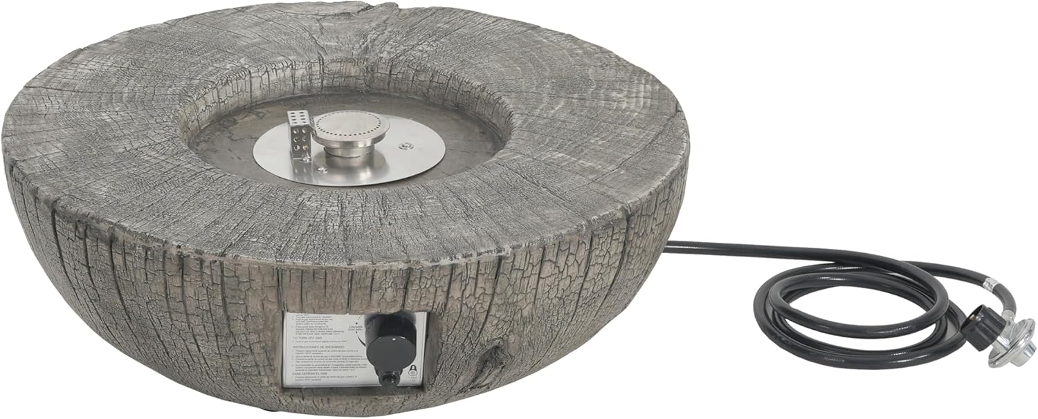 30, 000BTU Patio MGO Propane Fire Pit with Round Shape and Fire Bowl Design, Light Grey, Tank Cover Not Provided N772P289184G