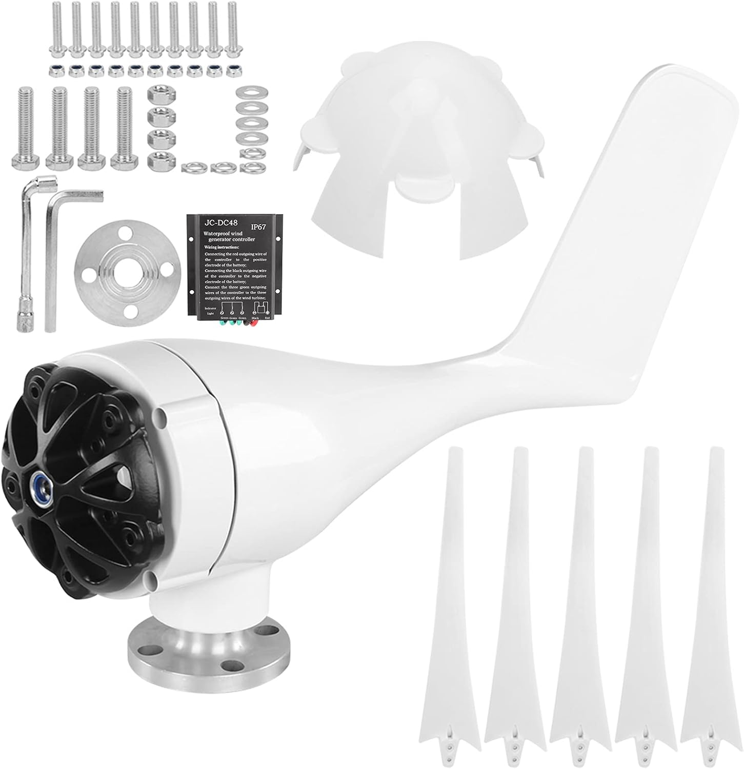 FTVOGUE Wind Turbines, Wind Turbine Generator, Windmill Generator 800W Wind Turbine Businesses 5 Blade Wind Controller, Renewable Energy Power Inverters (48V)