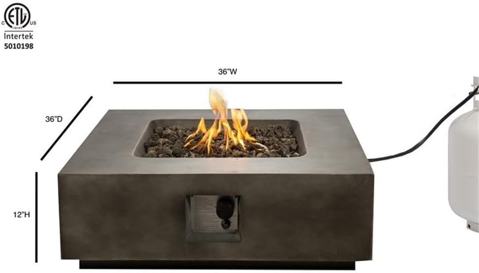Living Source International Propane and Natural Gas Fire Pit Table in Charcoal