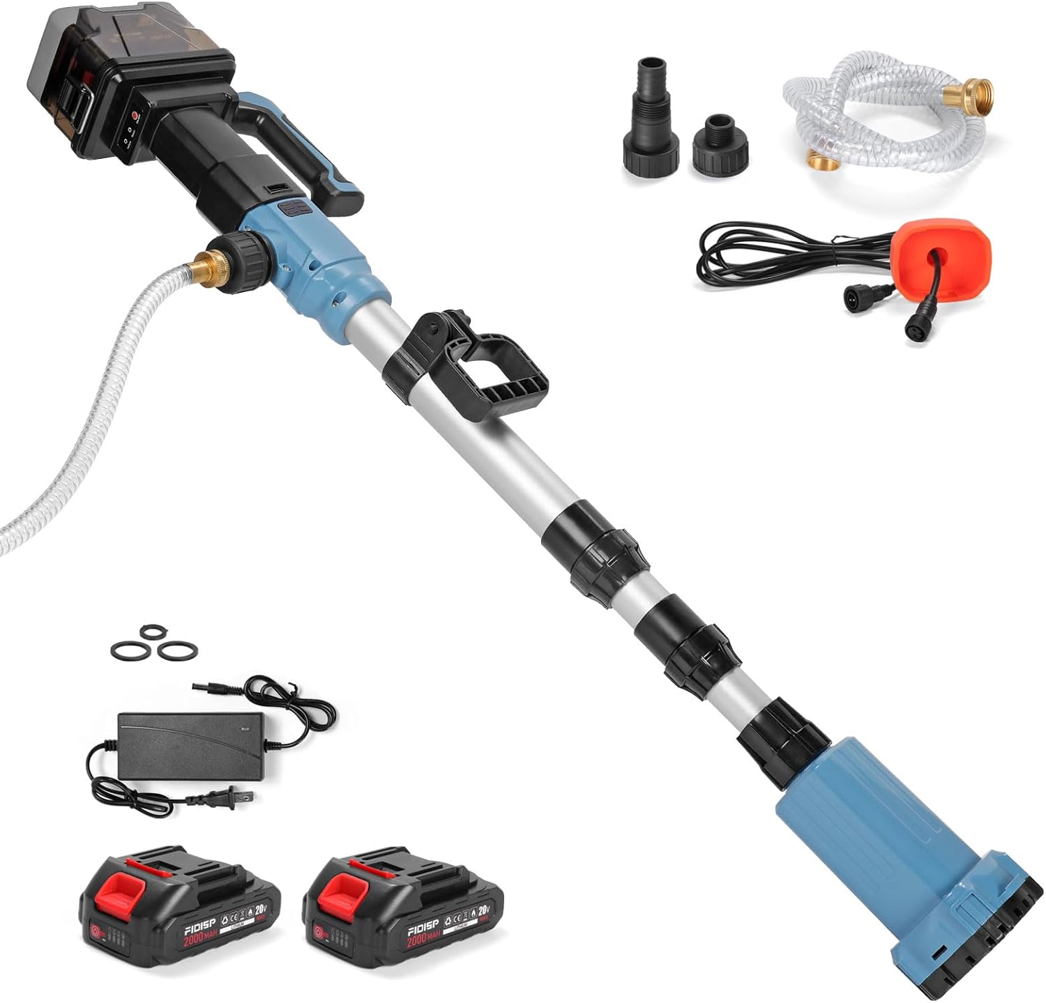 Cordless Stick Water Transfer Pump, 20V 1/5HP 740GPH Battery Powered Water Pumps, Sump Pump with 2x2.0Ah Batteries, Charger, 6ft Hose for Garden, Pool, Boat, Rain Barrel Deep Well Draining