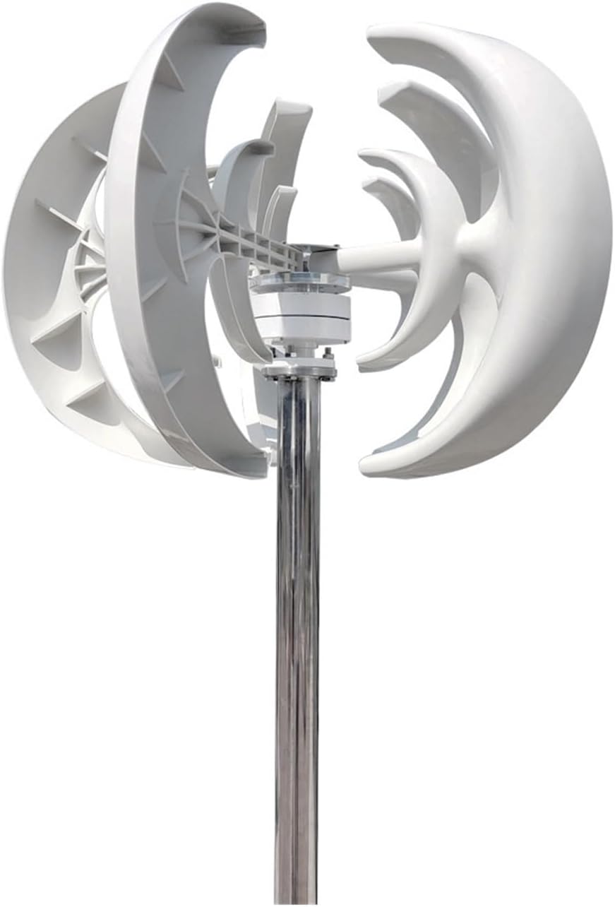 Wind Turbine Generator Kit, 3000W Vertical Wind Turbine with Free Charging Controller Yacht Farm Household Farm for Hybrid Solar Wind System(White,12V)