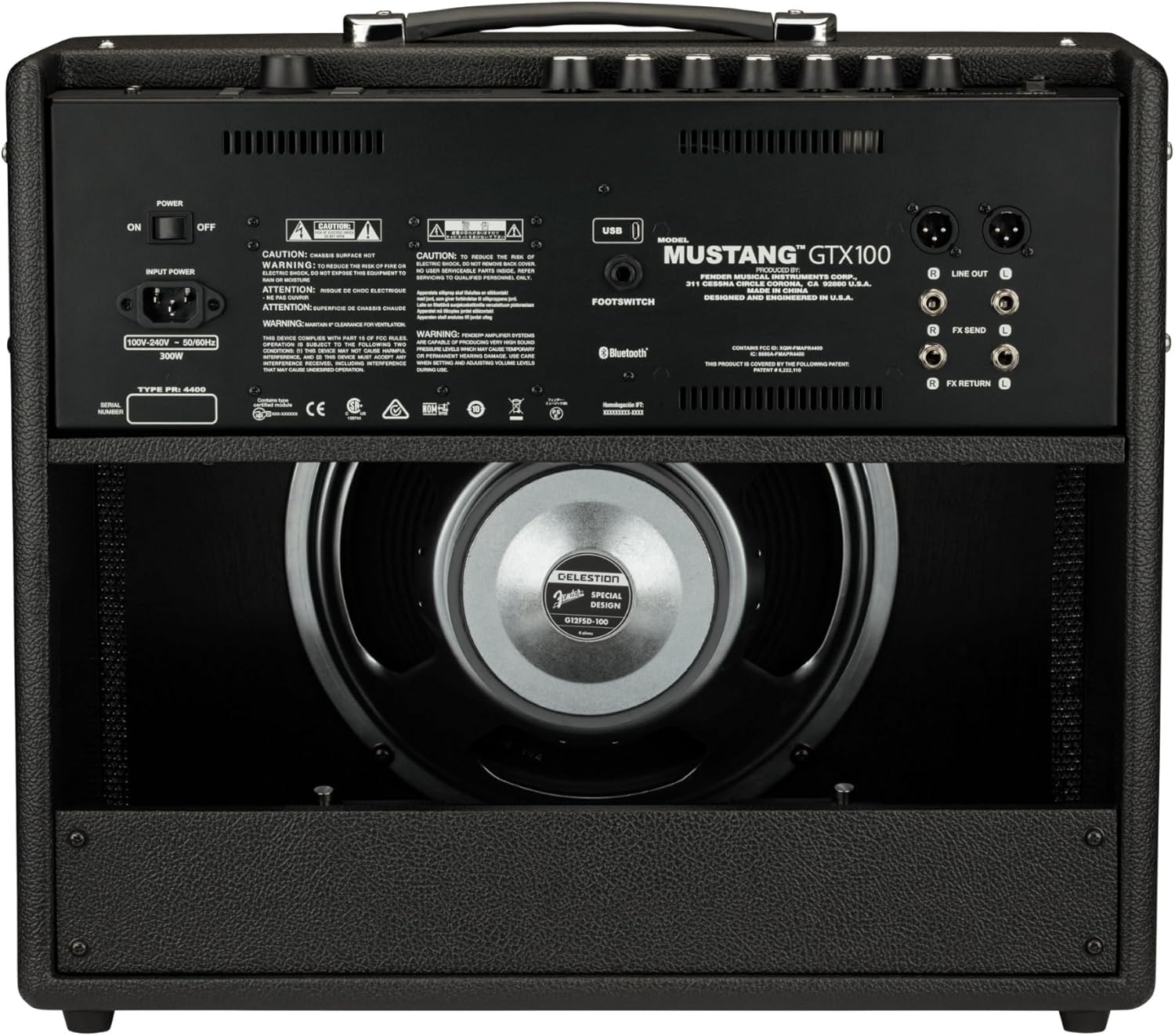 Fender Mustang GTX100 Guitar Amp and 7 Button Footswitch, 100 Watts, with 2-Year Warranty Integrated Looper, Bluetooth Audio Streaming for Play Along, 24.5Dx21.05Wx13.05H Inches, Black