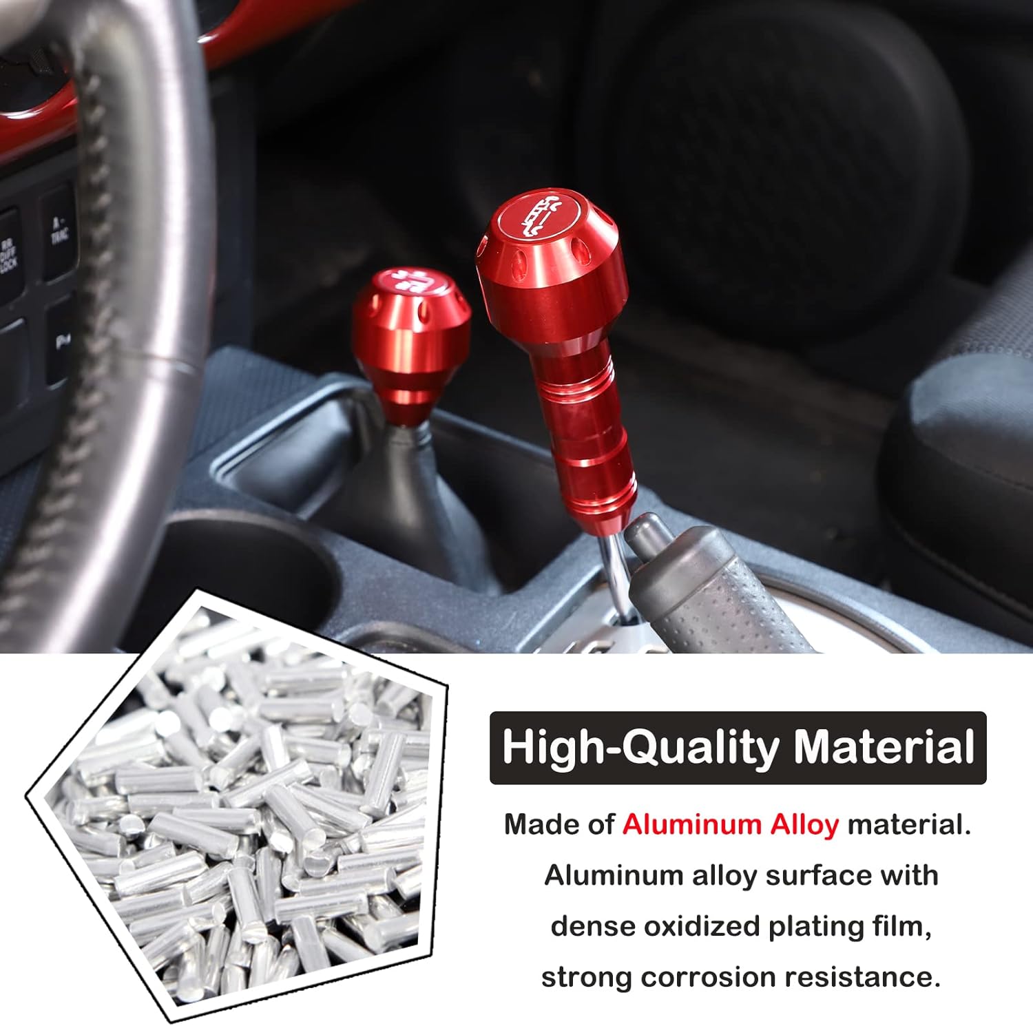 Gear Shift Knob Fit for Toyot@a FJ Cruiser 2007-2021 Aluminum Alloy Weighted Gear Lever Metal Stick Shifter Handle Center Console Car Automatic Gear Stick Shift Knob Replacement Interior Accessories