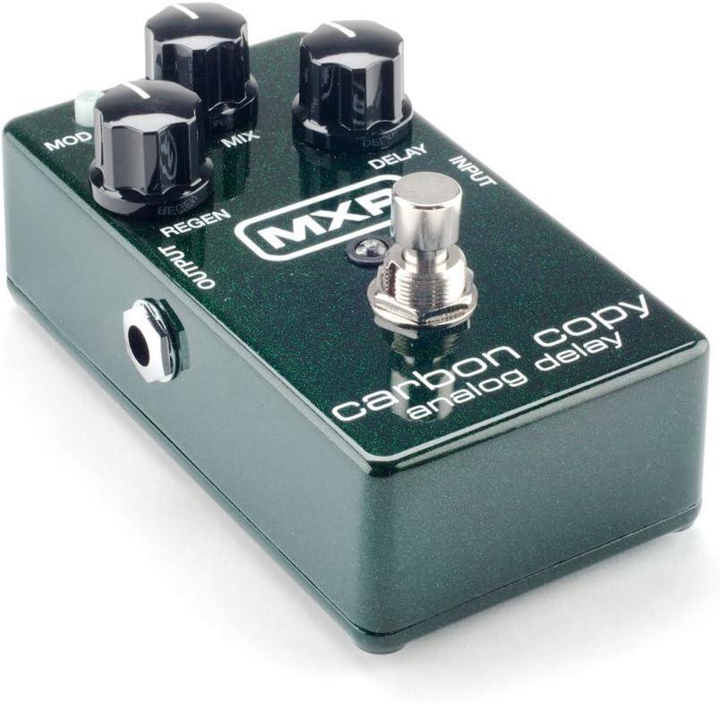 MXR M169 Carbon Copy Analog Delay Pedal BUNDLE with AC/DC Adapter Power Supply for 9 Volt DC 1000mA, 2 Metal-Ended Guitar Patch Cables AND 6 Dunlop Guitar Picks