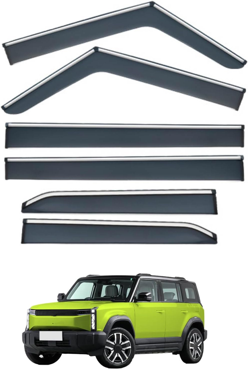 Window Deflectors for Chery iCAR 03 MK1 2023+, Sun Rain Guard Window Visors Vent Shades with Bright Stripes Car Accessories,6PCS